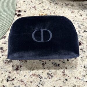 Dior Navy Blue Velvet Cosmetic Bag